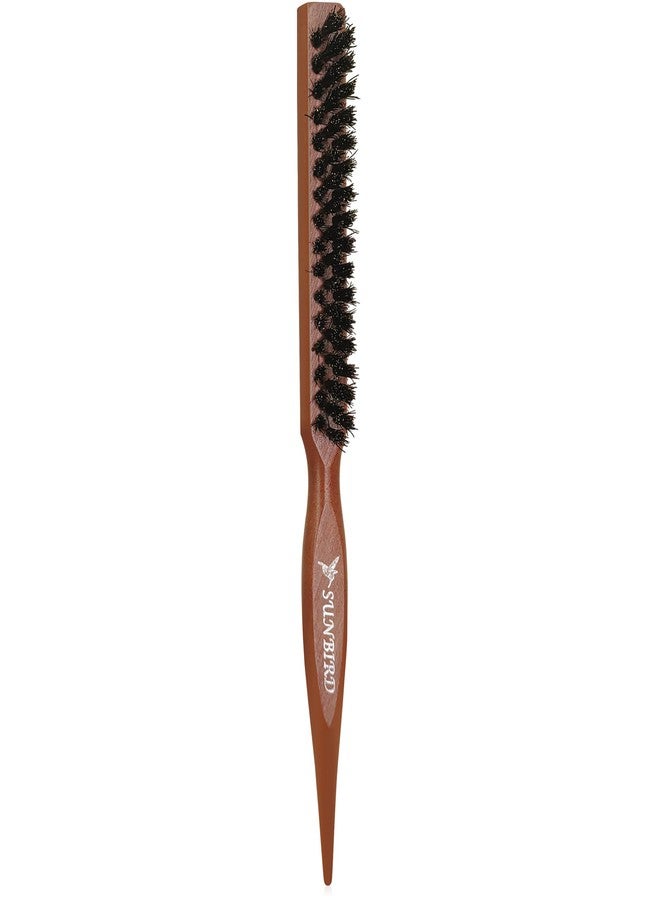 SUNBIRD Teasing Hair Brush 100% Natural Boar Bristle for Women Fine Thin Hair - Backcombing Volumizing Styling with Tail Comb Edge Control & Smoothing - Professional Salon Tools - Image 1